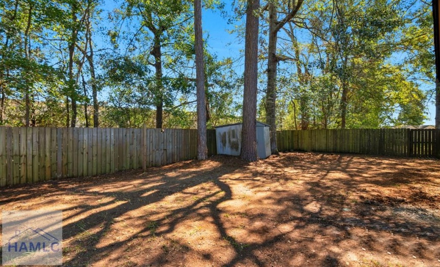 Fully-fenced backyard